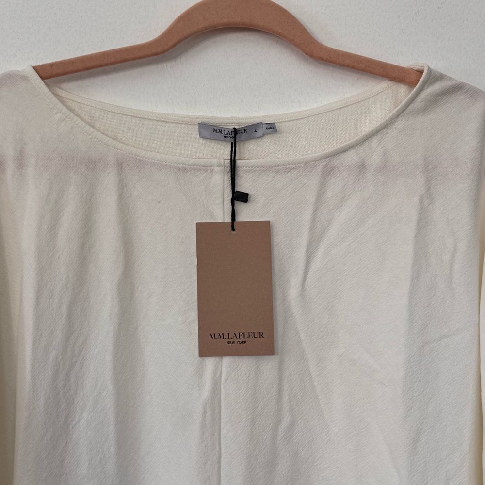NWT M.M Lafleur The Wren Top - Double-Faced Ivory Linen Sz L - Picture 7 of 15